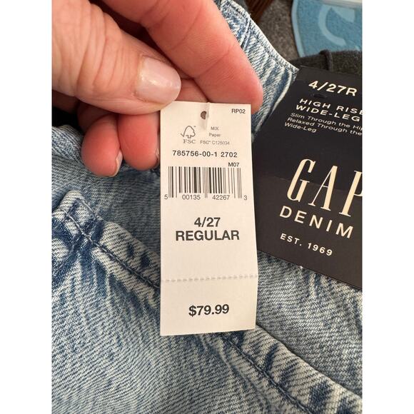 New Gap Factory High Rise Wide Leg SuperLight Denim Jeans 4/27 - Picture 7 of 10